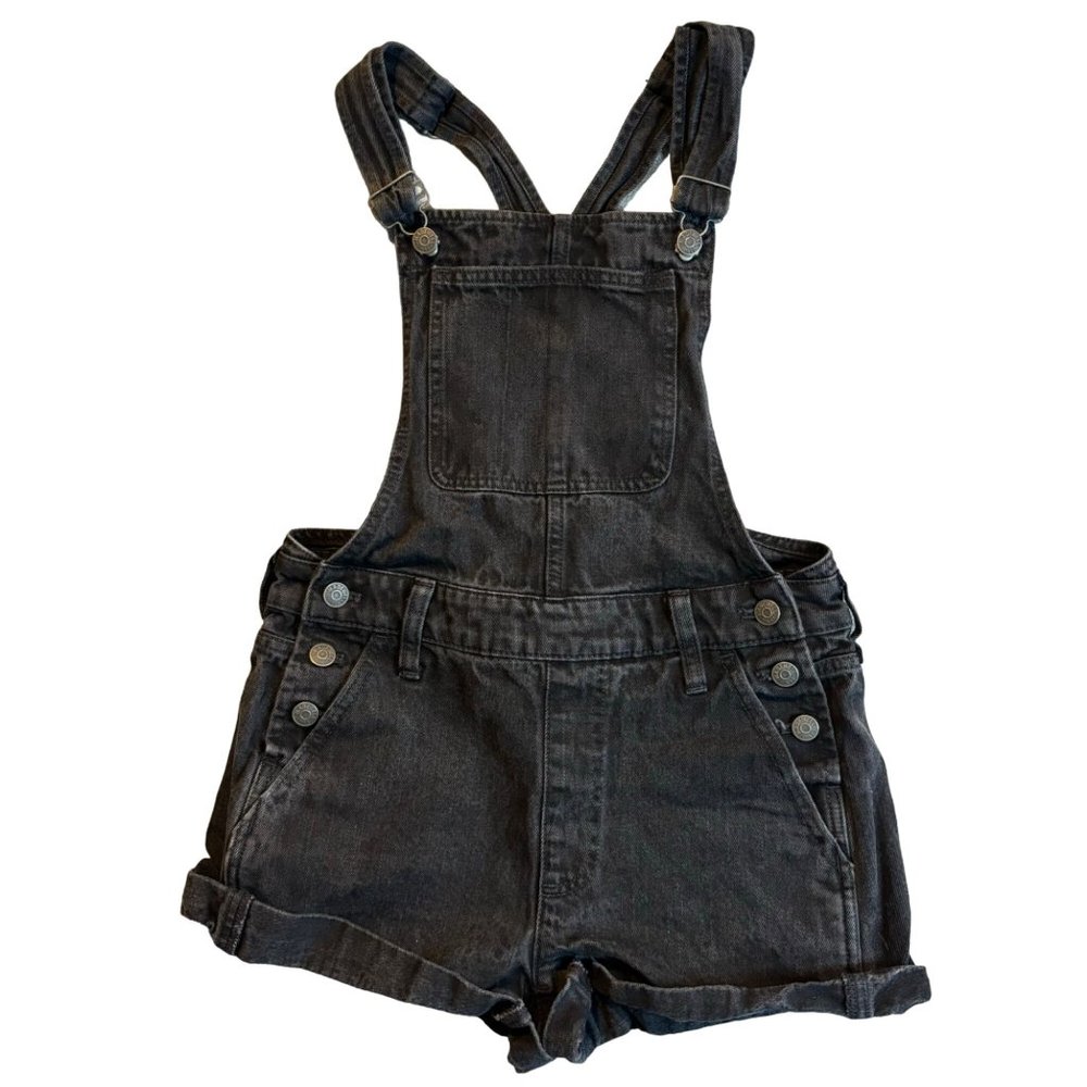 Madewell Size XS Black Denim Overall Shorts Womens